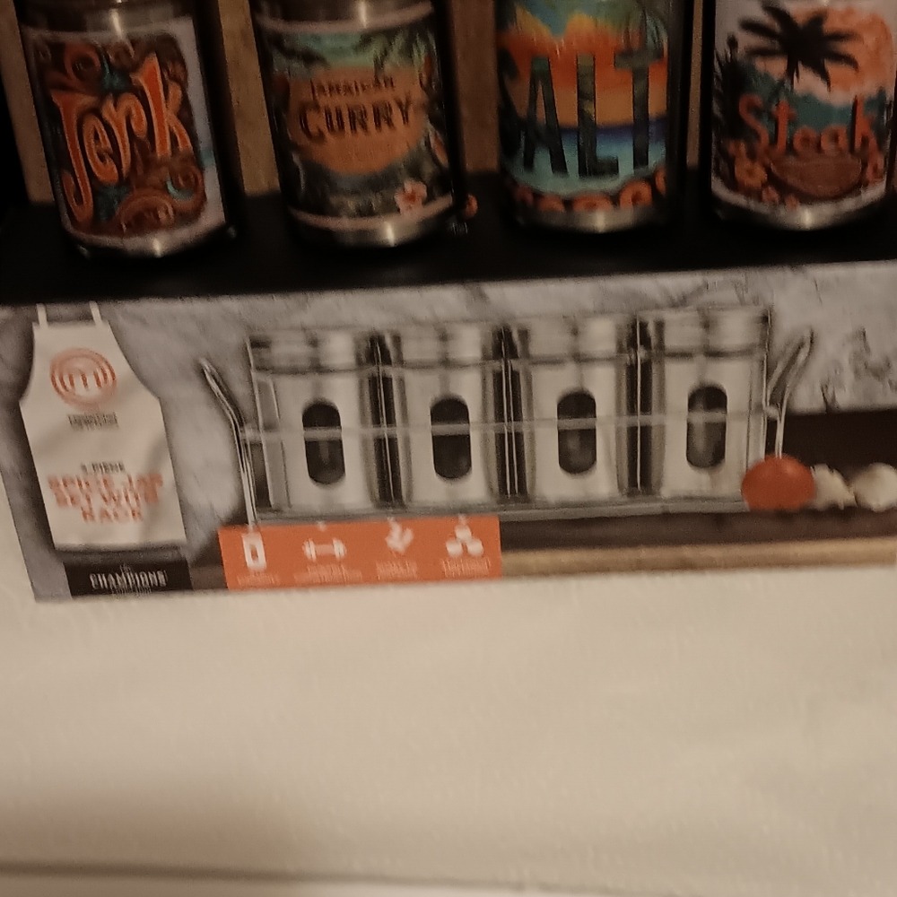 BRAND NEW!!! SPICE JAR SET WITH SPICES AND RACK. - Picture 2 of 4